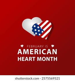 Vector Illustrtion of National Heart Month. Observed every year in February.