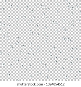 vector illustrtion. realistic water drops seamless pattern on transparent background. raindrop on glass of window.