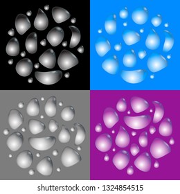 vector illustrtion. realistic water drops on color background.