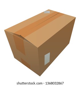 Vector illusyration of realistic closed carton box isolated on white background