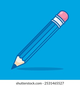 Ilustración de Vector de lápiz azul con fondo azul