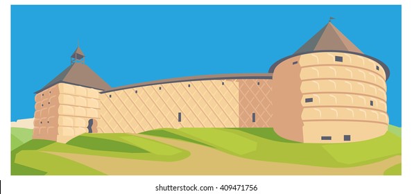  Vector illutration fortness. castle