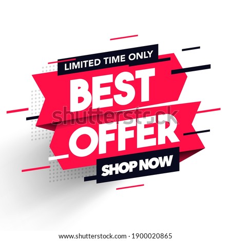 Vector Illutration Glitch Label With Text Best Offer.
