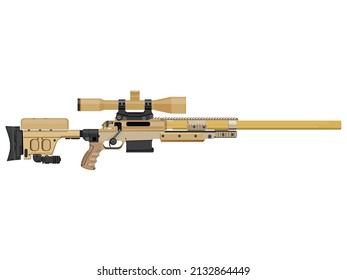 Vector illutration of modern sniper rifle for hunting or sport or military equipment weapon