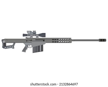 Vector illutration of modern sniper rifle for hunting or sport or military equipment weapon
