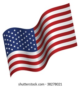 Vector Illuustration of American Flag proudly waving