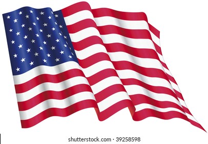 Vector Illuustration of American Flag proudly waving