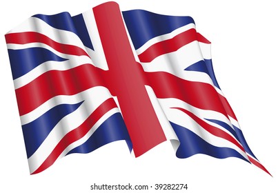 Vector Illuustration of United Kingdom Flag proudly waving