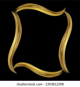 Vector ilulustration of decorative golden frame with wavy elements