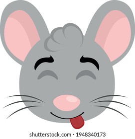 Vector ilustracion de emoticon de la cabeza de un simpatico raton cartoon con una expresion alegre