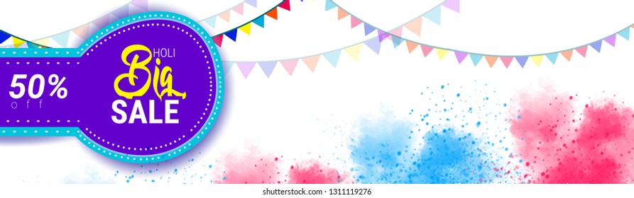 Vector Ilustrantion Of Indian Festival Of Colours Holi Sale Banner