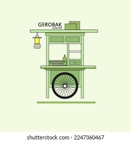 Vector ilustrasi Gerobak warung makanan kaki lima tradisional indonesia,  