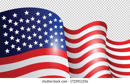 Vector Ilustration of American flag / USA flag. Waving flag.
