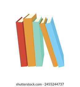 Ilustración Vector de pilas y pilas de libros, libros de texto escolares y best sellers, diccionarios y enciclopedias, Biblioteca o literatura de librería. Pilas aisladas de libros planos