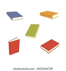 Vector ilustration of book stacks and piles, school textbooks and bestsellers, dictionaries and encyclopedias, library or bookstore literature. Isolated stacks flat books