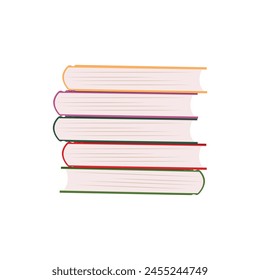 Ilustración Vector de pilas y pilas de libros, libros de texto escolares y best sellers, diccionarios y enciclopedias, Biblioteca o literatura de librería. Pilas aisladas de libros planos