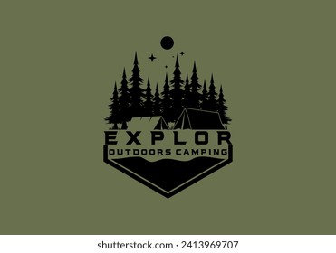 VECTOR ILUSTRATION CAMPING OUTDOORS IN THE FOREST