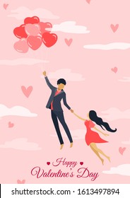 Vector ilustration cards for valentines day. Couple in love, guy and girl on a date, wedding, propose.