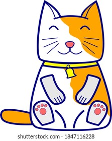 gatito de ilustración vectorial sentado en blanco y naranja