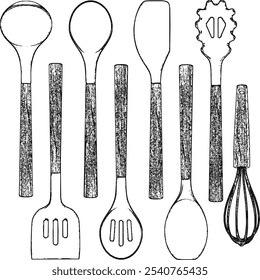 Vector ilustration of cooking utensil set 