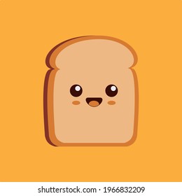 Vector Ilustration Cute cartoon slices of bread with kawaii faces. White and brown rye toast. Simple flat design.