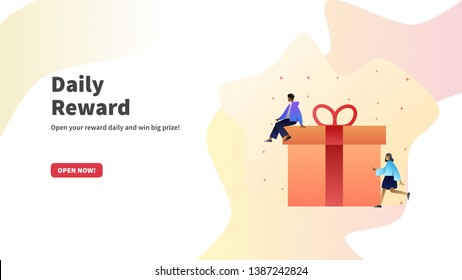 Vector ilustration daily reward with box minimal and fluid design can be used for presentation, application, web/website, banner, and more