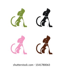 Vector ilustration of a dog and cat on white background