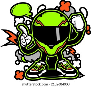 Vector ilustration full face racing helmet (mascot) 