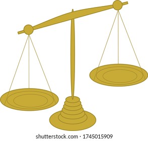 Vector ilustration of a gold scale which can be used like a symbol of decission between two choices, things