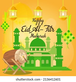 Ilustración vectorial del velador de fondo feliz Eid Al Fitr