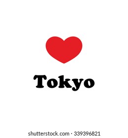 Vector ilustration, inscriptions on T-shirts, logo, mascot, I love the city of world. Tokyo Valentine's day