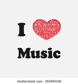 Vector ilustration, inscriptions on T-shirts, logo, mascot, I love music