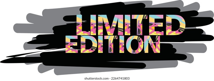 Vector ilustration limited edition with font decorative futuristik and colorful in black background 
