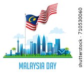 Vector Ilustration of Malaysia flag and city of Kuala Lumpur for Malaysia Day