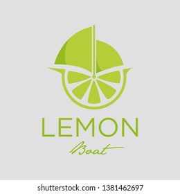 vector ilustration merging between lemons and boats into one logo
