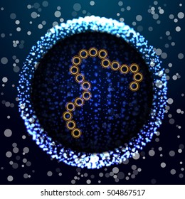 Vector ilustration Molecule which virus DNA on blue