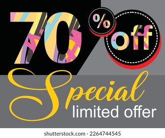 Vector ilustration off 70 % off special limited offer with Font decoration 