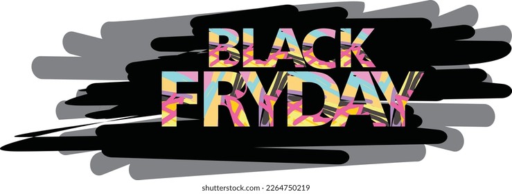 Vector ilustration off black Friday with Font decoration abstrak colorful in black background 
