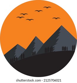 vector ilustration of outdoor logo in black, grey and orange colour. can be used for logo or brand