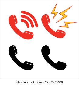 Vector ilustration Phone icon in trendy flat style isolated on white background. Handset icon with waves. Telephone symbol for your design, logo, UI.