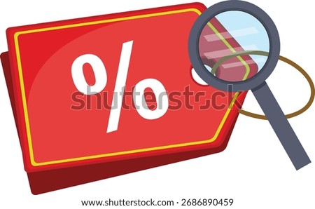 vector ilustration of price tag and magnifying glass in searching for price and offer concept icon