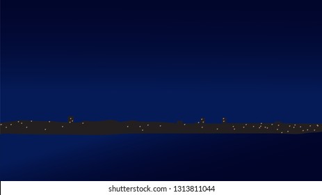 Vector ilustration with sea lanscape at sunset