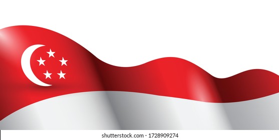 Vector Ilustration of Singapore flag Design. Waving flag. Design for banner, poster, brochure and website.