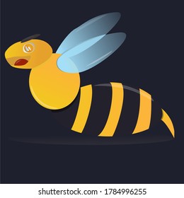 Vector Ilustration smiling bee black background
