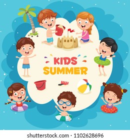 Vector Ilustration Of Summer Kids