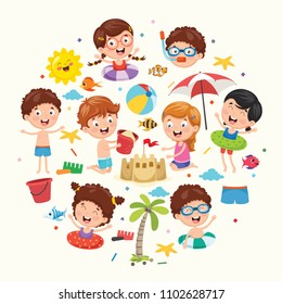 Vector Ilustration Of Summer Kids