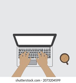 vector  ilustration working with a cup of coffee