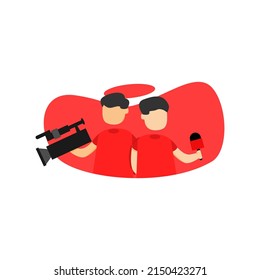 Vector Ilustration of World Press Freedom Day 3rd May. Flat Design Ilustration of Cameraman and Reporter. Suitable for Post. greetings. Banner. Etc