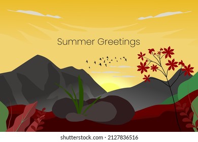 vector, ilustrations summer mountain for traveling background 