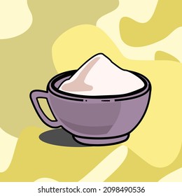 vector, ilustrations, white rice in a bowl